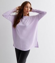 New Look Lilac Fine Knit Slash Neck Long Sleeve Top